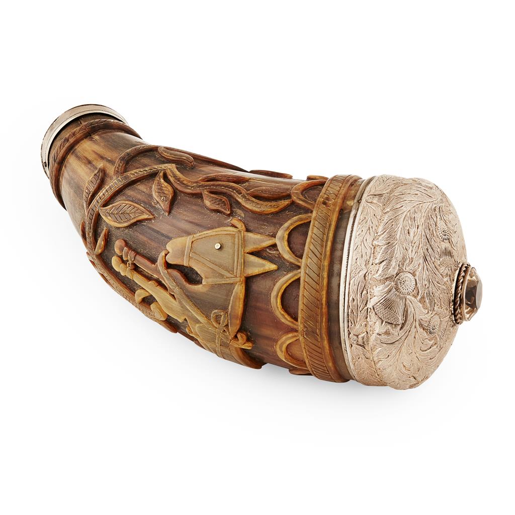 Appraisal: An th century Scottish style carved and mounted horn unmarked