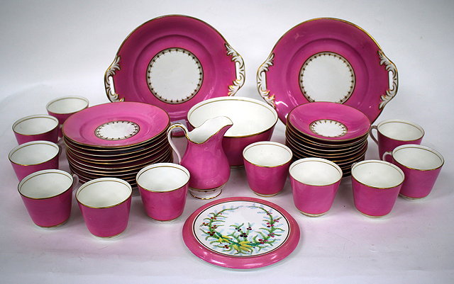 Appraisal: A TH CENTURY PINK GROUND PORCELAIN TEA SERVICE to include