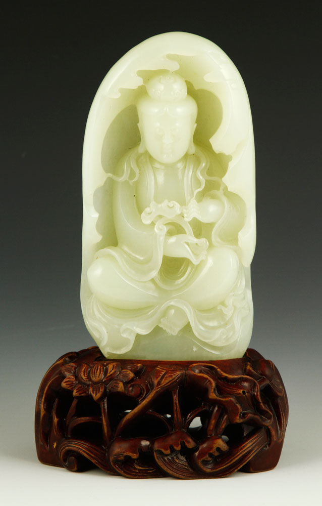 Appraisal: - Chinese Carved White Jade Figure Carved white jade figure