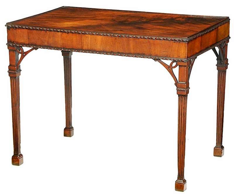 Appraisal: George III Figured Mahogany Silver Table British th century highly