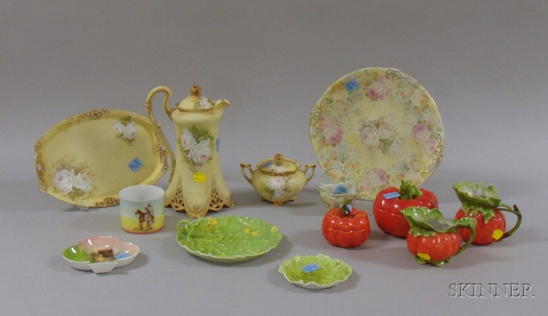 Appraisal: Thirteen Royal Bayreuth Porcelain Items a tomato rose tapestry pastry