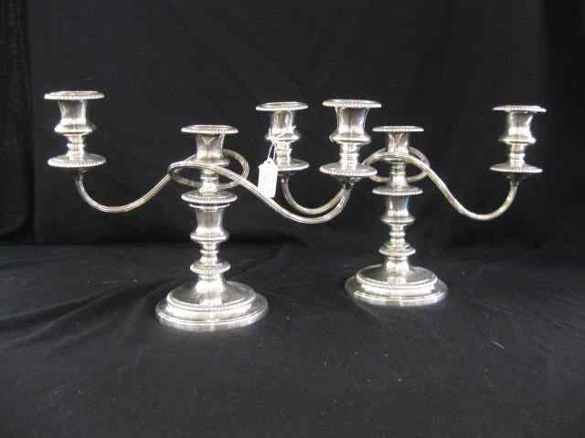 Appraisal: Barker-Ellis Silverplate Candelabra pair triple sconce early shell mark ''