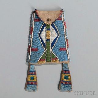 Appraisal: Crow Beaded Buffalo Hide Pouch c last quarter th century