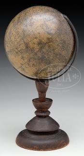 Appraisal: SMALL TERRESTRIAL GLOBE ON TURNED STAND SMALL TERRESTRIAL GLOBE ON