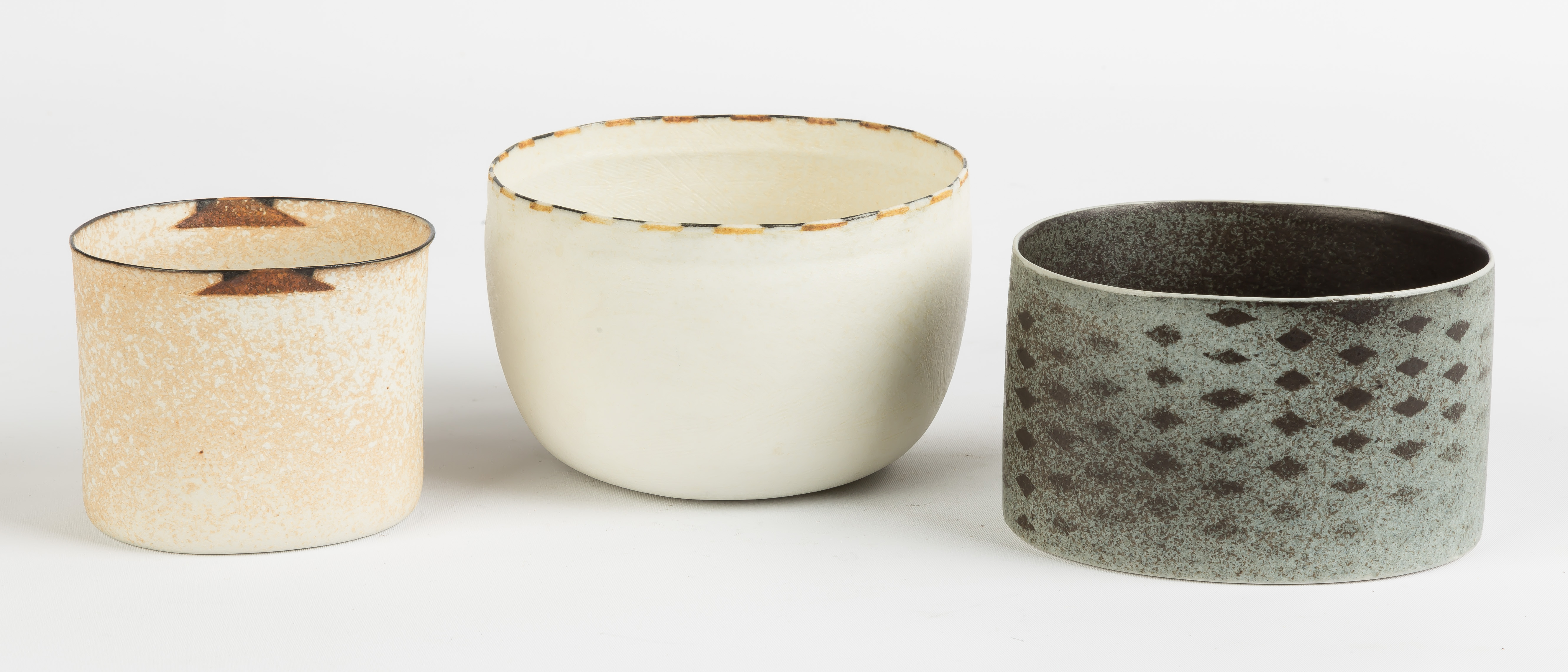 Appraisal: Jane Reumert Danish born Three Bowls L to R The