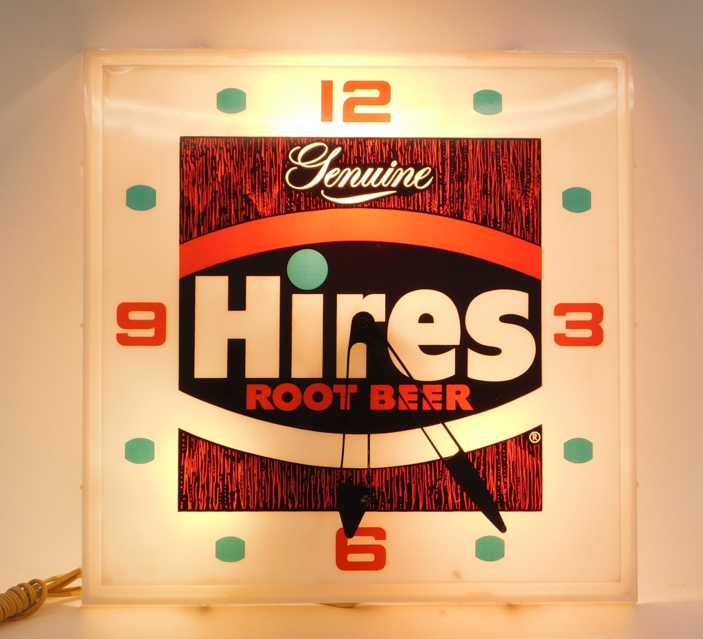 Appraisal: HIRES ROOT BEER ADVERTISING WALL CLOCK United States th CenturyNeon