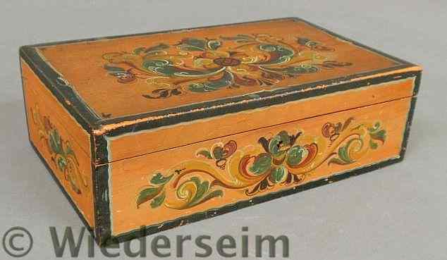 Appraisal: Continental storage box late th c with salmon paint background