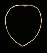 Appraisal: A Sapphire And Diamond Necklace A K yellow gold necklace