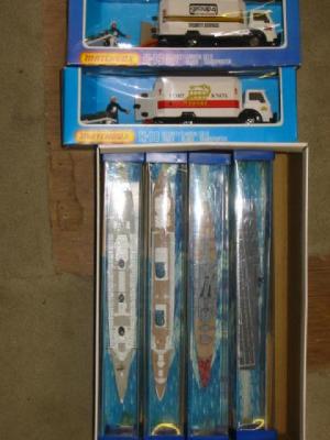 Appraisal: Four Minic ship models and two Matchbox Superkings K boxed