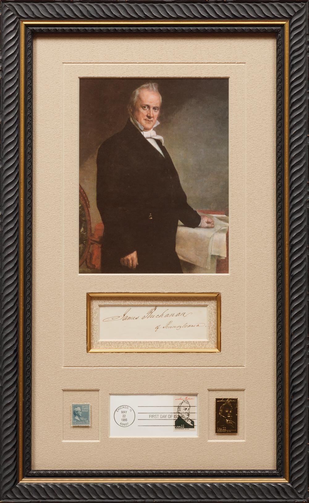 Appraisal: James Buchanan th US President - shadowbox presentation incl clipped