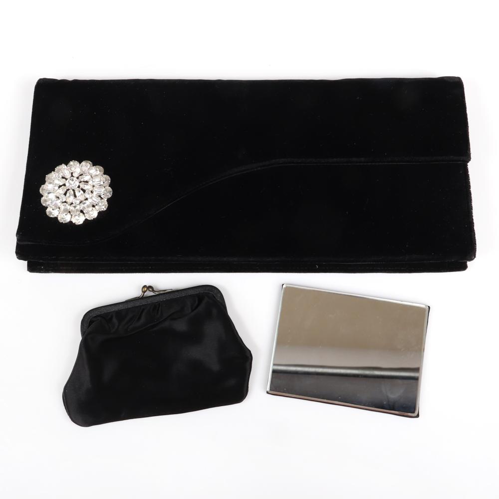 Appraisal: Eisenberg Original velvet clutch handbag with wide arching front flap