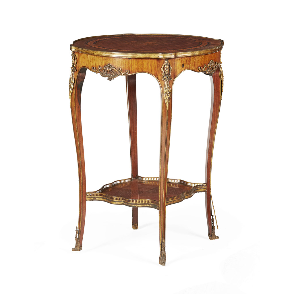 Appraisal: FRENCH KINGWOOD PARQUETRY AND MARQUETRY SIDE TABLE TH CENTURY the