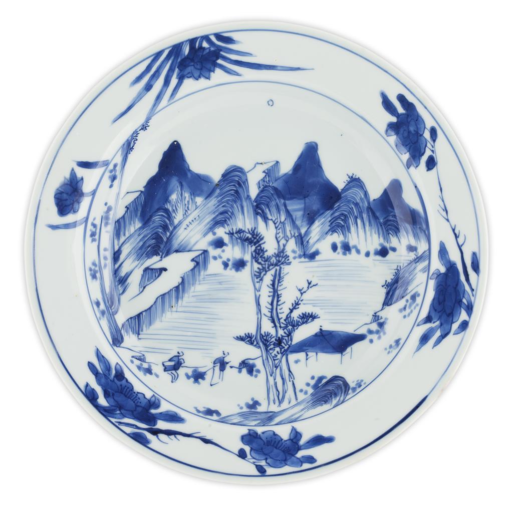 Appraisal: BLUE AND WHITE 'MASTER OF THE ROCKS' DISH KANGXI PERIOD