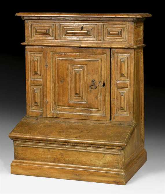 Appraisal: PRIE DIEU Renaissance Tuscany th century Shaped walnut with hinged