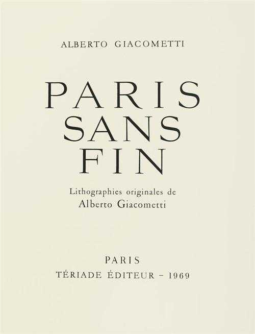 Appraisal: GIACOMETTI Alberto Paris sans fin Paris T riade Verve Pt