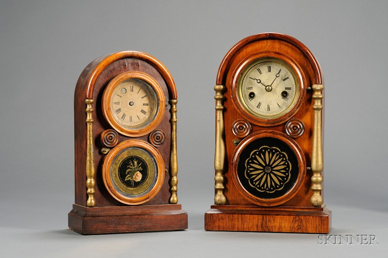 Appraisal: Rosewood Miniature Venetian Shelf Clock by E Ingraham and an