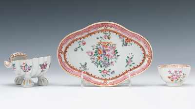 Appraisal: Samson and Chinese Export Porcelain Trio Including an irregular ovoid