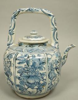 Appraisal: WAN LI Period Teapot for Dutch Market Stoneware with blue