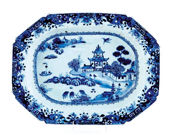 Appraisal: Chinese Export blue-and-white deep platter first half th century rectangular