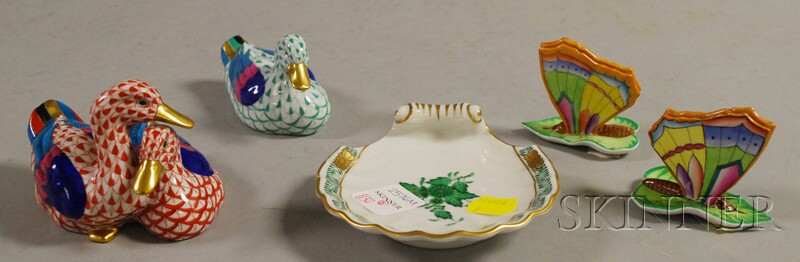 Appraisal: Five Assorted Small Herend Porcelain Figural and Table Items