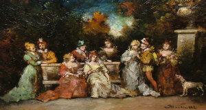 Appraisal: Manner of Adolphe Monticelli - - Group of elegant ladies