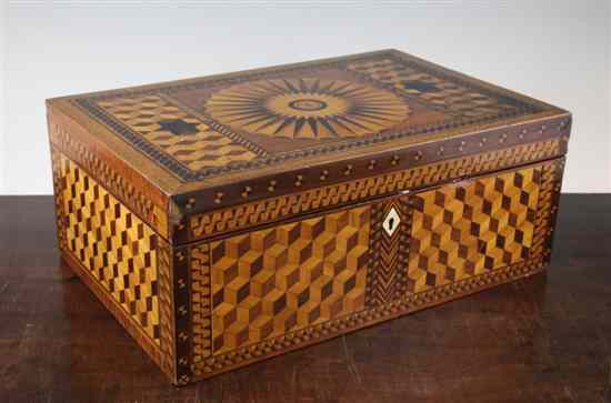 Appraisal: A th century marquetry inlaid partridgewood box x in Estimate