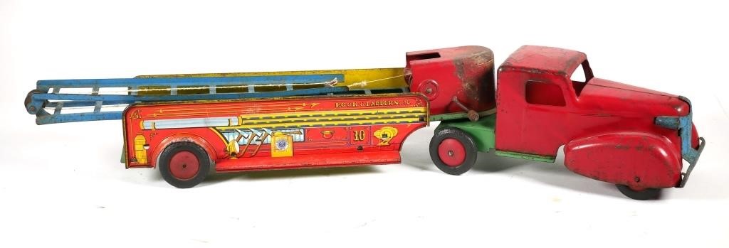 Appraisal: VINTAGE WYANDOTTE HOOK AND LADDER FIRE TRUCKLithographed tin and pressed