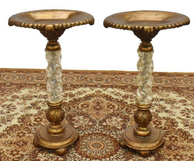 Appraisal: pair Contemporary gilt pedestals stands late th c having scalloped