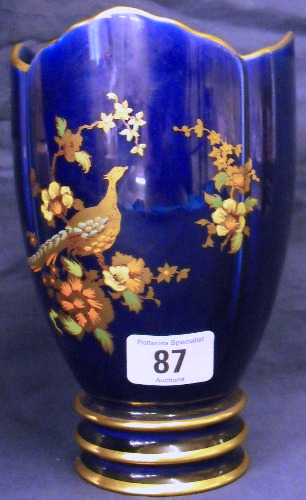 Appraisal: Carltonware Vase decorated with Bird of Paradise on Blue Ground