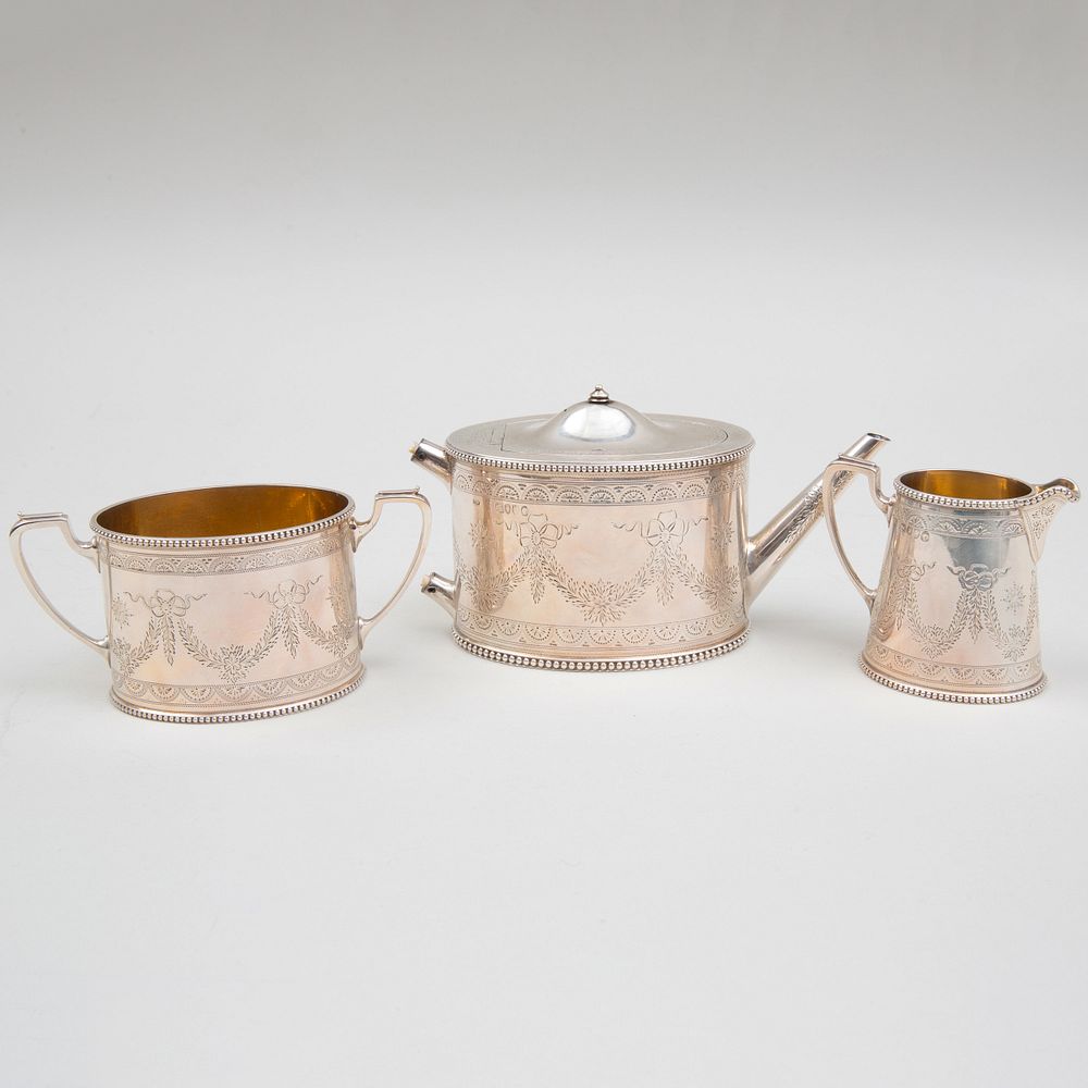 Appraisal: Victorian Silver Three Piece Tea Set Mark of Charles Edward