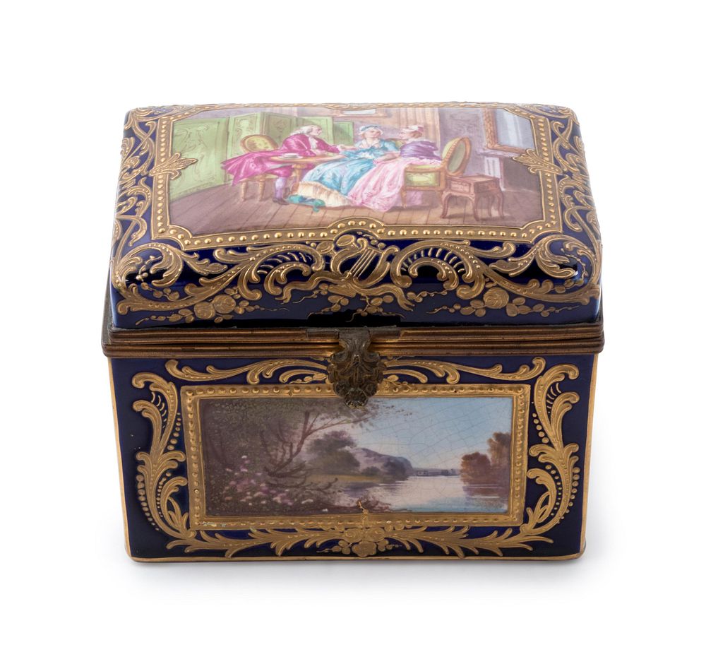 Appraisal: A Sevres Style Painted and Parcel Gilt Porcelain Table Casket