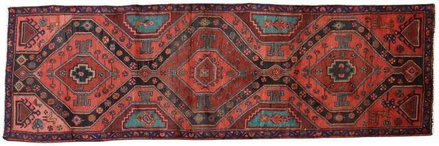 Appraisal: Hand-tied Persian Bijar runner approx ' l ' w