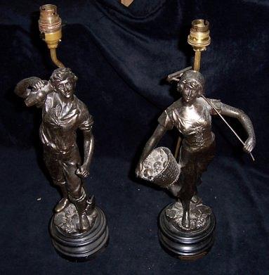 Appraisal: A pair of late th Century spelter figures of labourers