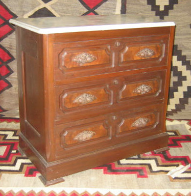 Appraisal: AMERICAN TH CENTURY WALNUT WASHSTAND Rectangular marble top over the