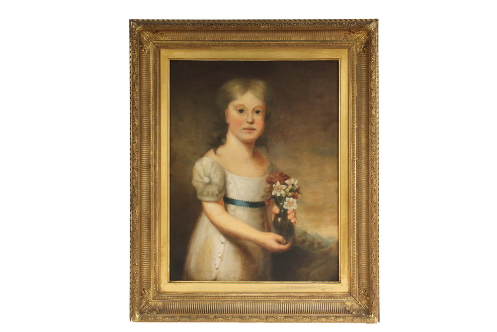 Appraisal: PHILADELPHIA SCHOOL - Portrait of a Young Girl Holding a