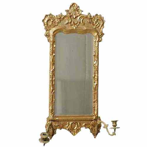 Appraisal: A Danish Rococo Style Giltwood Two-Light Girandole circa having rococo