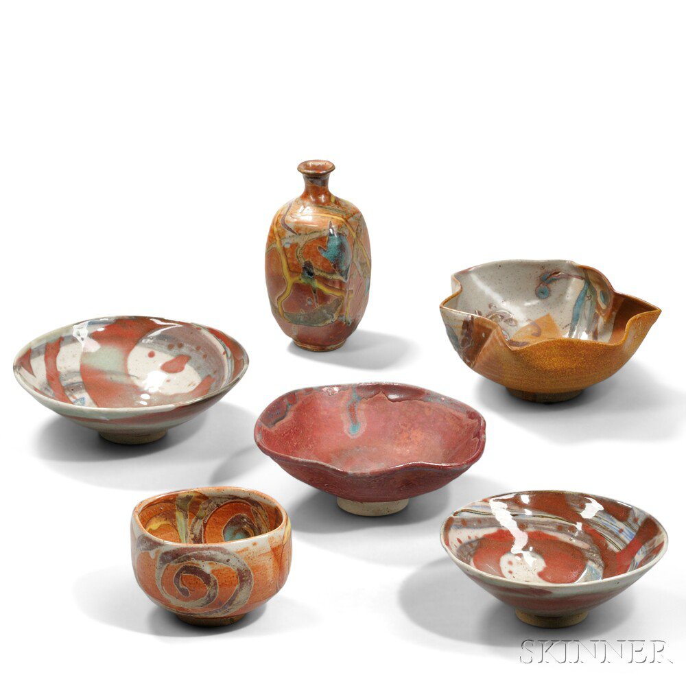 Appraisal: Six Mikoto Yabe - Ceramic Items Glazed earthenware Massachusetts late