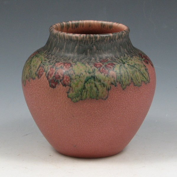 Appraisal: Rookwood matte glaze vase by Katherine Jones Decorated with red