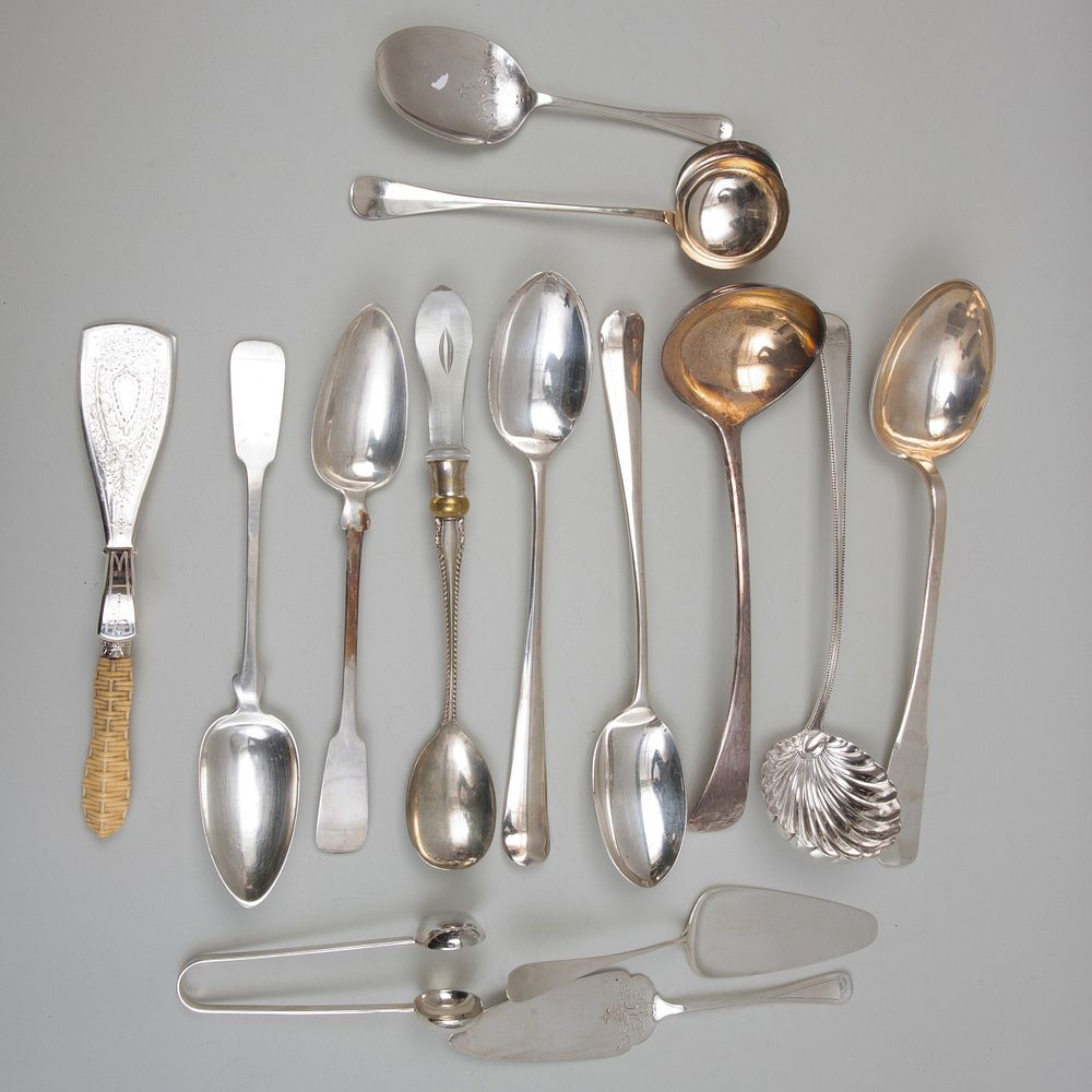 Appraisal: Group of Silver and Silver Plate Serving Wares The silver