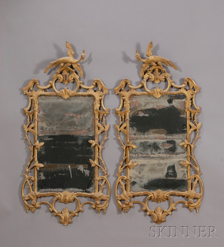 Appraisal: Pair of George III Giltwood Mirrors c each cresting carved