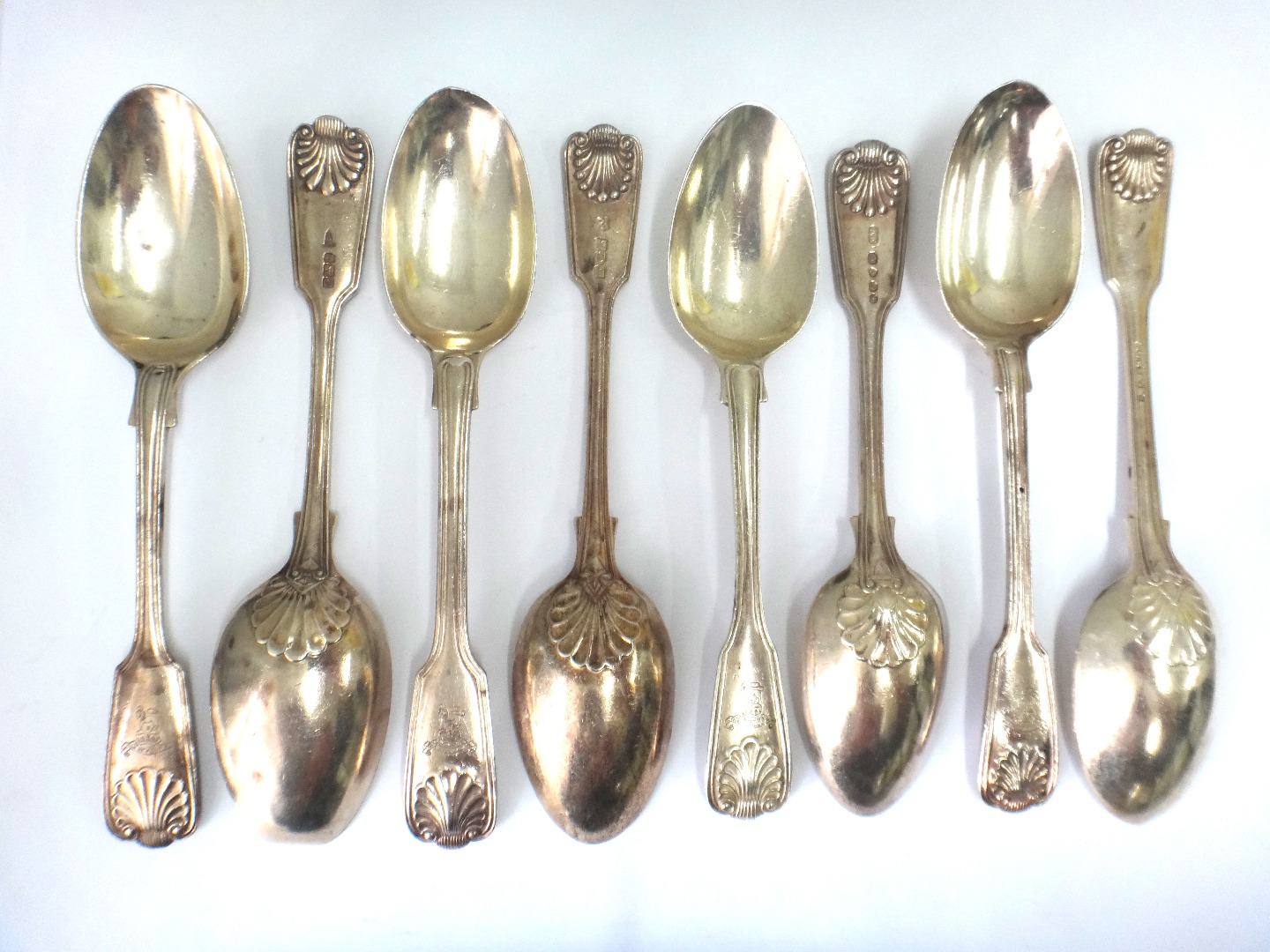 Appraisal: Eight Victorian and later silver fiddle thread and shell pattern