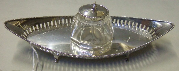 Appraisal: A silver inkstand Chester by Barker Bros Herbert Edward Barker