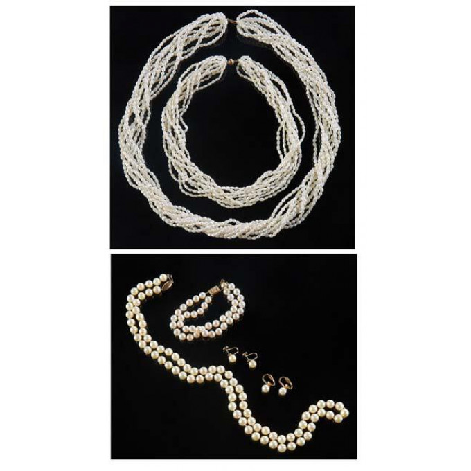 Appraisal: Six Pieces of Pearl Jewelry consisting of a strand of