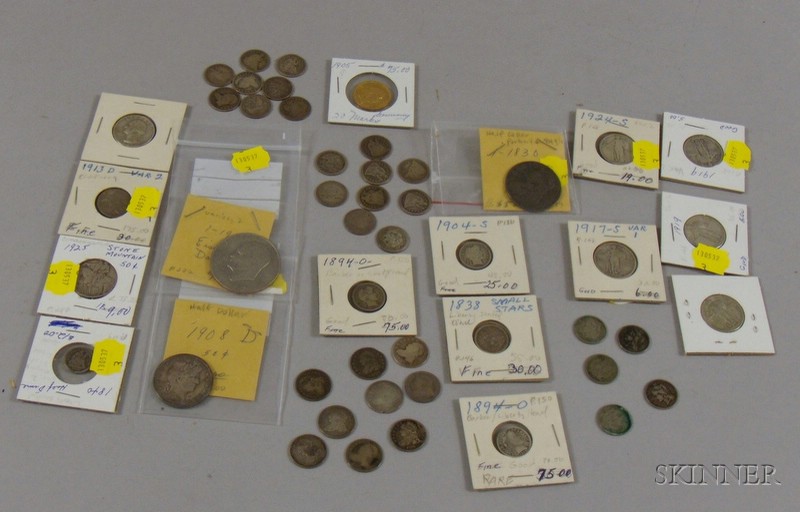 Appraisal: Forty-seven U S th and th Century Mostly Silver Coins