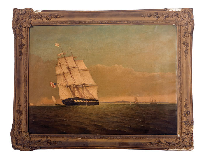 Appraisal: CLIPPER SHIP quot THREE BROTHERS quot Large-folio handcolored lithograph published