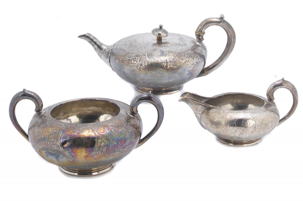 Appraisal: A VICTORIAN COMPOSED TEA SERVICE compressed circular the teapot with