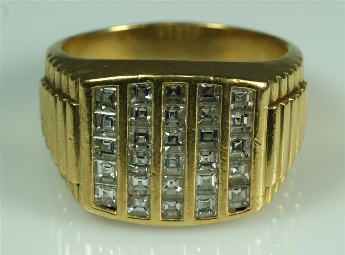 Appraisal: K YG mans diamond ring rows of channel set square