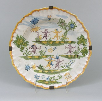 Appraisal: An Italian Faience Plate with Dancing Monkeys ca th Century