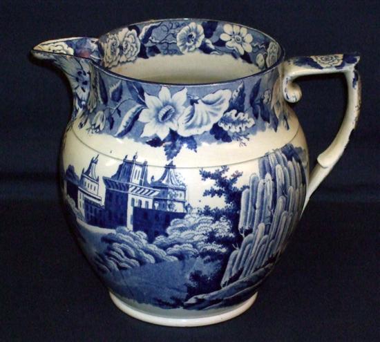 Appraisal: Early Victorian Pearlware pottery baluster jug with blue and white