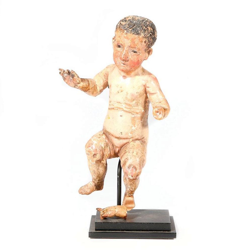 Appraisal: Spanish Colonial carved figure of the baby Jesus c th